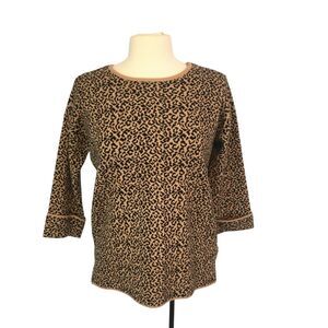 Tahari Womens Brown Black Leopard Cheetah Print Pullover Sweater, sz S, NWT